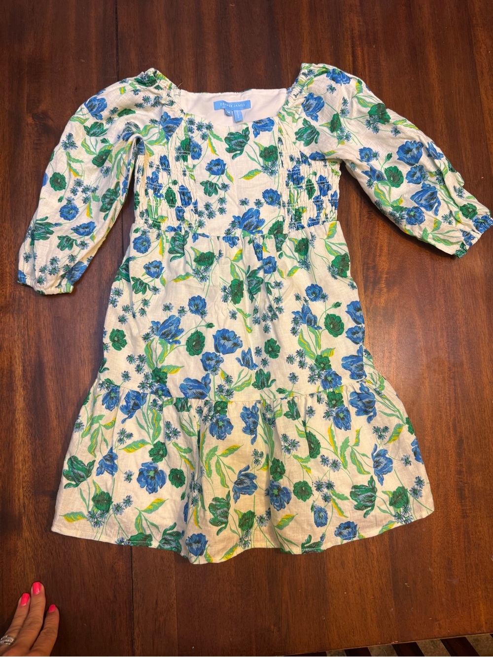 Girls Draper James  Floral Blue & Green Tiered Dress